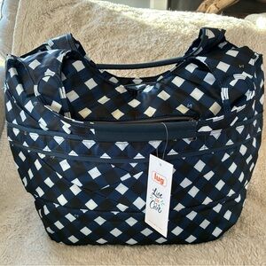 NWT Lug Gondola SE Tote Bag Gingham Navy Gingham NEW RFID